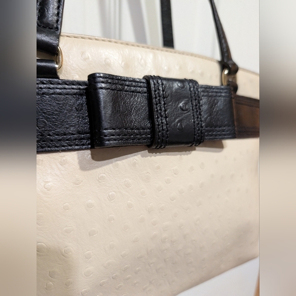 Kate Spade Harmony Valencia Road Medium tote bag Black & White Ostrich Leather - Picture 4 of 16